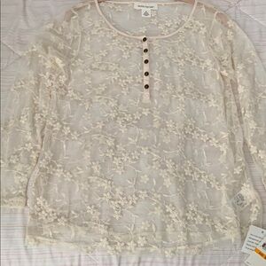 Skye’s The Limit Cream Embellished 3/4 Sleeve Blouse.  NWT. SIZE S